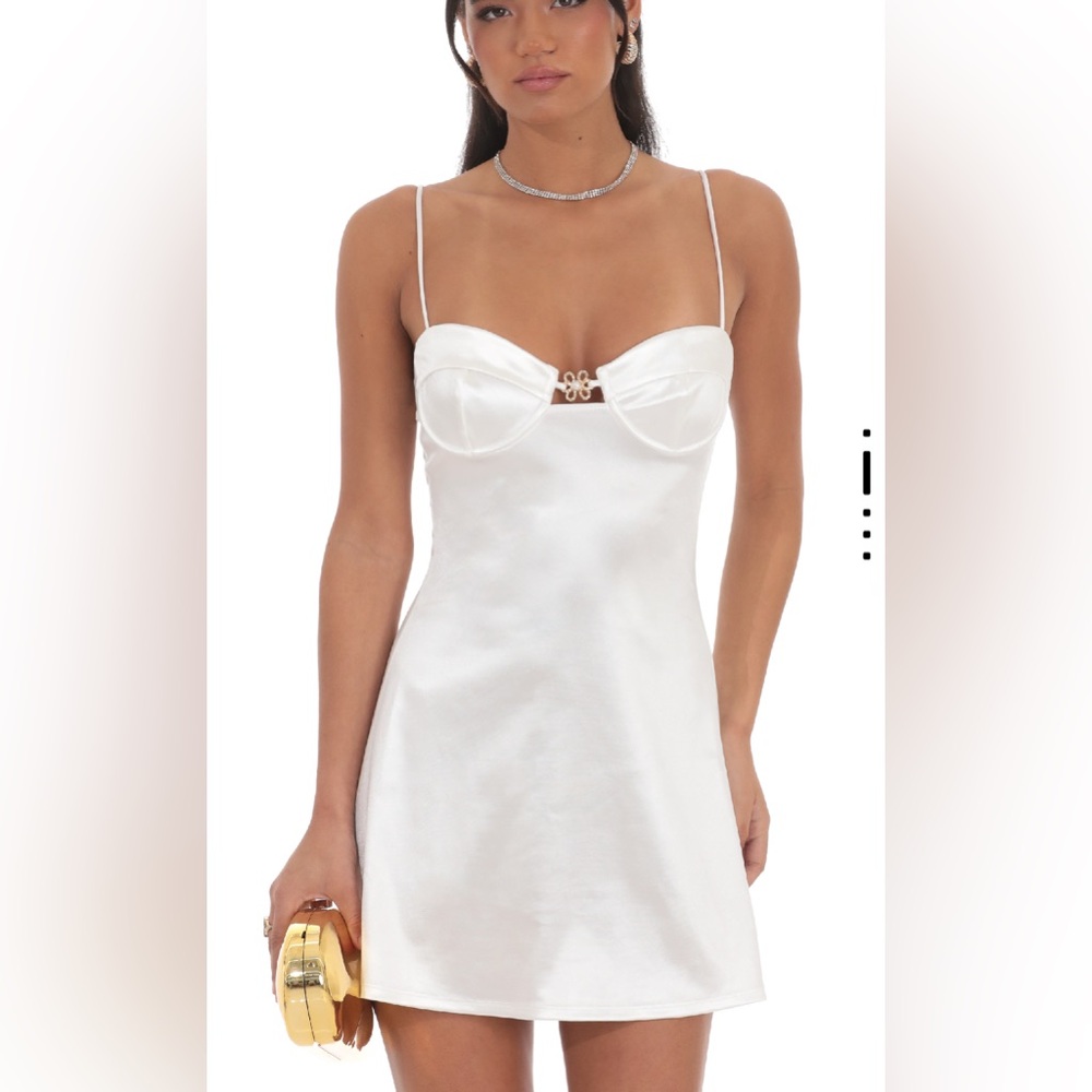 Lucy in the Sky White Satin Slip Dress